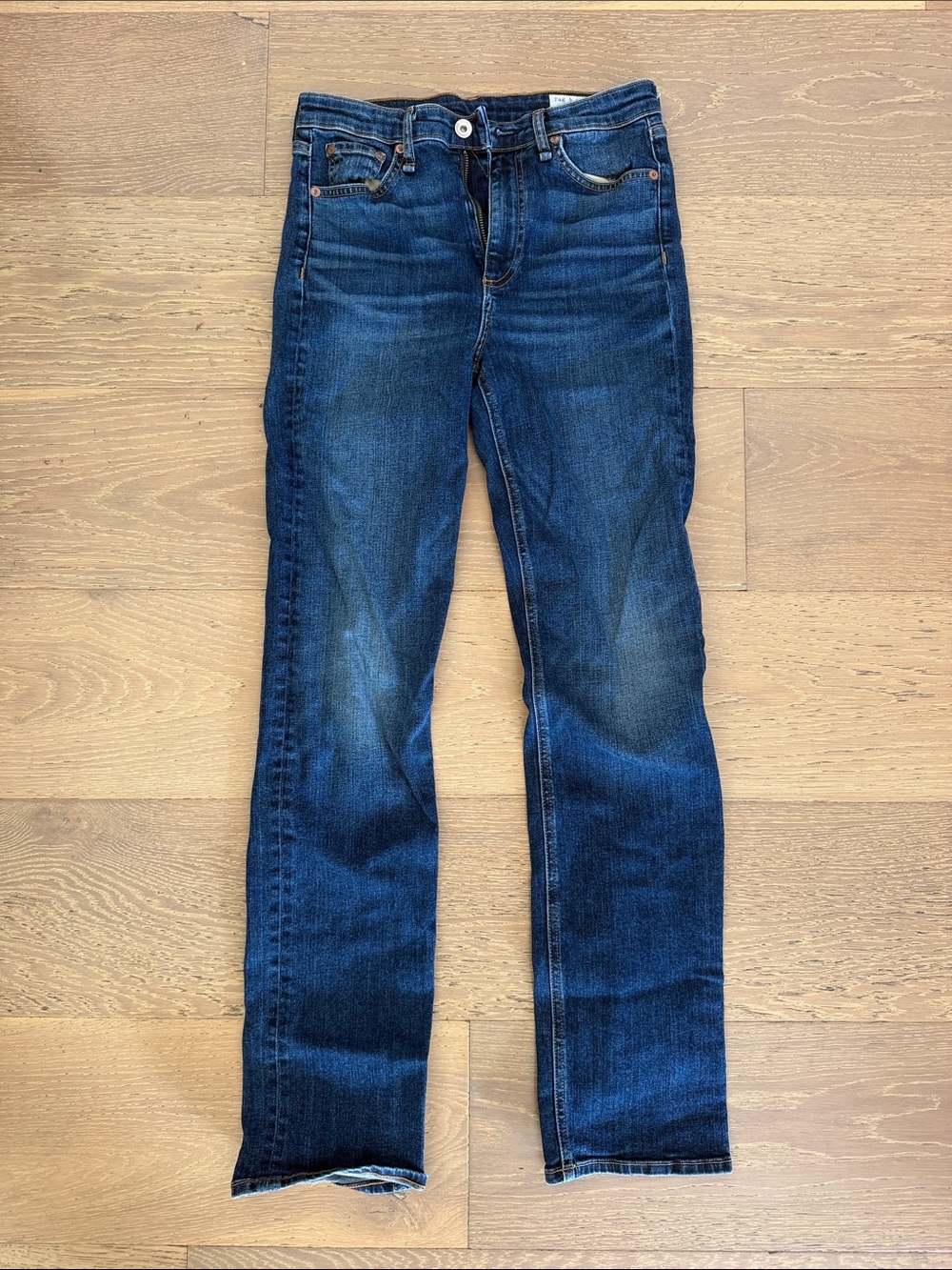 rag & bone Women's Dark Blue Straight Leg Jeans